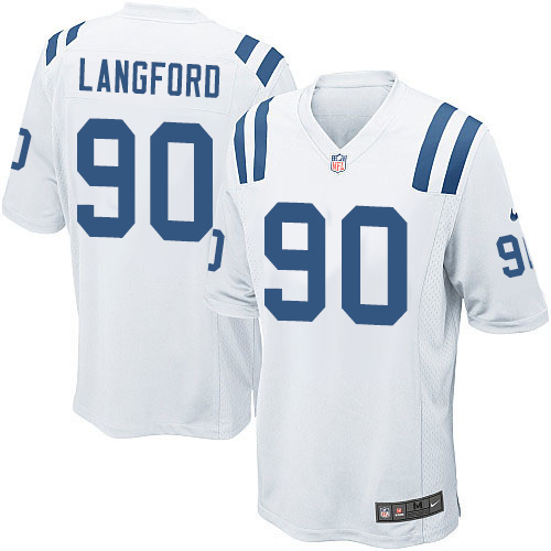 Men's Game Kendall Langford Nike Jersey White Road - #90 NFL Indianapolis Colts